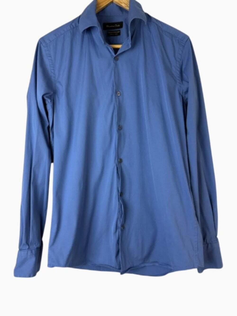 Massimo Dutti Men's Slate Blue Long-Sleeve Dress Shirt